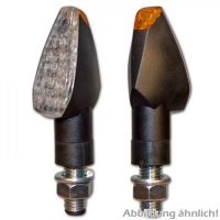 PEAK LED Blinker lang / schwarz / weisses Glas
