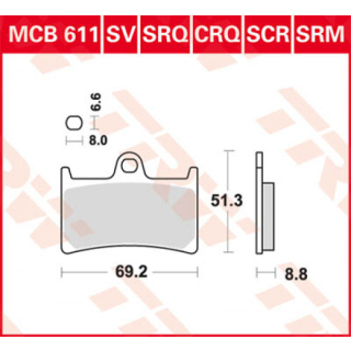 TRW / LUCAS MCB611SV Sinter Bremsbeläge vorne YAMAHA FZ6 / FAZER RJ7 / RJ14  ab 2004