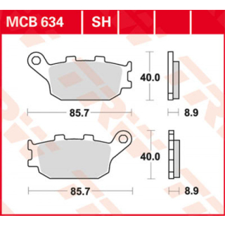 TRW / LUCAS MCB634SH Sinter Bremsbeläge hinten HONDA CBF600 S / N PC43 ab 2008