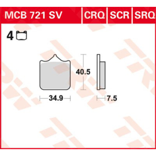 TRW / LUCAS MCB721SV Sinter Bremsbeläge vorne BENELLI TnT 1130 CAFE RACER  05-13