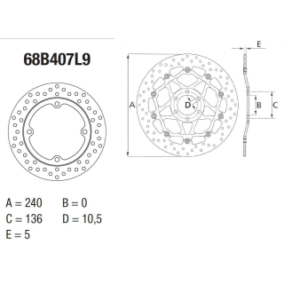 BREMBO Serie ORO Bremsscheibe 68B407L9 hinten HONDA CBR650 F RC74  14-16