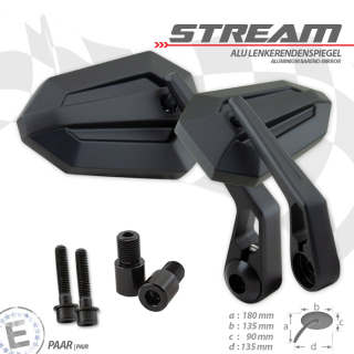 Lenkerendenspiegel STREAM mit passenden Lenkerenden für YAMAHA XSR700 RM11 / RM12  16-20