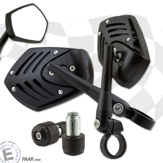 Lenkerendenspiegel SHIELD für KAWASAKI Z1000  14-16  kurzer Arm mit passenden Lenkerenden