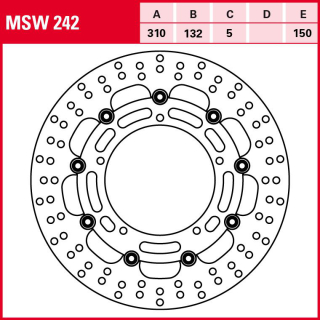 TRW / LUCAS MSW242 Bremsscheibe vorne für YAMAHA YZF R1 RN19  07-08