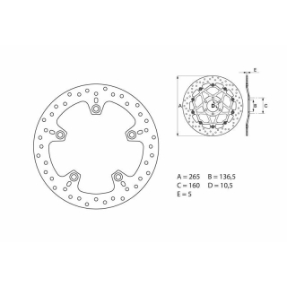BREMBO Serie ORO Bremsscheibe 68B407C0 hinten für BMW F700 GS  13-16