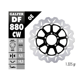 GALFER WAVE Bremsscheibe DF880CW vorne für DUCATI PANIGALE 959 ab 2016