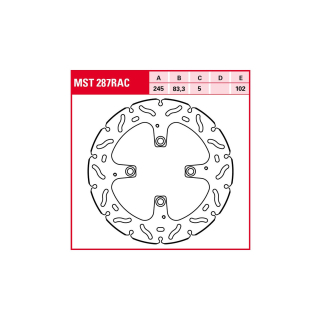 TRW / LUCAS MST287RAC Bremsscheibe hinten für DUCATI PANIGALE 1199 ab 2012 