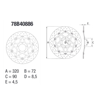 BREMBO Serie ORO Bremsscheibe 78B40886 vorne für DUCATI STREETFIGHTER 848 / S ab 2012