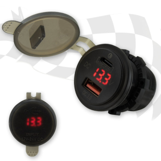 USB Doppel Steckdose Einbau  1x USB-A  1x USB-C