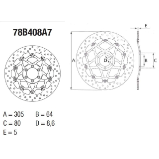 BREMBO Serie ORO Bremsscheibe 78B408A7 vorne für KTM 990 SMT / SUPERMOTO  08-13
