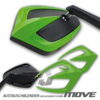 Lenkerendenspiegel MOVE für KAWASAKI Z900 RS ab 2026 mit passenden Lenkerenden und farbigen Blenden