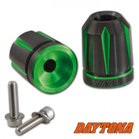 DAYTONA SCRATCH Lenkerenden / Lenkergewichte für KAWASAKI Original Lenker grün eloxiert